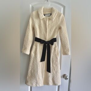 Milly Cream Textured Jacket with Black tie